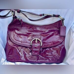 Coach Soho Patent Leather Plum Buckle Hobo Wallet